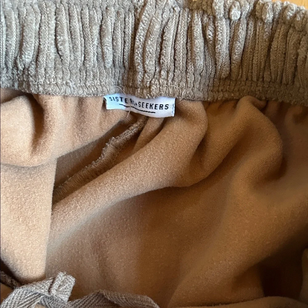 Sisters & Seekers Tan Lined Corduroy Joggers - Picture 3 of 8